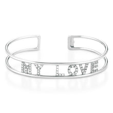 Carica l'immagine nel visualizzatore di Gallery, Bracciale Soulshine Rigido Donna "MY LOVE" in Argento 925 e Zirconi Personalizzato