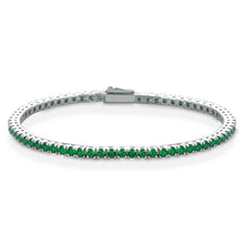 Carica l'immagine nel visualizzatore di Gallery, Bracciale Tennis Frammenti Verde Smeraldo in Argento 925 e Zirconi Personalizzato