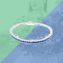 Carica l'immagine nel visualizzatore di Gallery, Bracciale Tennis Frammenti Blu Armonia in Argento 925 e Zirconi Personalizzato