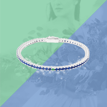 Carica l'immagine nel visualizzatore di Gallery, Bracciale Tennis Frammenti Blu Armonia in Argento 925 e Zirconi Personalizzato