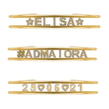 Carica l'immagine nel visualizzatore di Gallery, Bracciale Soulshine Rigido Personalizzato in Argento 925 e Zirconi Dorato