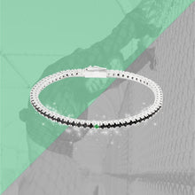 Carica l'immagine nel visualizzatore di Gallery, Bracciale Tennis Frammenti Nero Tempesta in Argento 925 e Zirconi Personalizzato