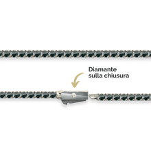 Carica l'immagine nel visualizzatore di Gallery, Bracciale Tennis Frammenti Nero Tempesta in Argento 925 e Zirconi Personalizzato