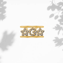 Carica l'immagine nel visualizzatore di Gallery, Anello Soulshine Dorato Personalizzato con Stelle e Iniziale in Argento 925 e Zirconi Regolabile