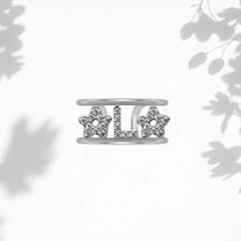 Carica l'immagine nel visualizzatore di Gallery, Anello Soulshine Personalizzato con Stelle e Iniziale in Argento 925 e Zirconi Regolabile