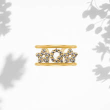 Carica l'immagine nel visualizzatore di Gallery, Anello Soulshine Dorato Personalizzato con Stelle e Iniziale in Argento 925 e Zirconi Regolabile