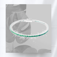 Carica l'immagine nel visualizzatore di Gallery, Bracciale Tennis Frammenti Verde Smeraldo in Argento 925 e Zirconi Personalizzato