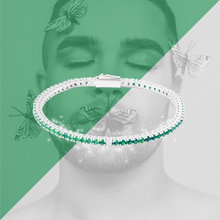 Carica l'immagine nel visualizzatore di Gallery, Bracciale Tennis Frammenti Verde Smeraldo in Argento 925 e Zirconi Personalizzato