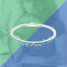 Carica l'immagine nel visualizzatore di Gallery, Bracciale Tennis Frammenti Verde Smeraldo in Argento 925 e Zirconi Personalizzato