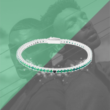 Carica l'immagine nel visualizzatore di Gallery, Bracciale Tennis Frammenti Verde Smeraldo in Argento 925 e Zirconi Personalizzato