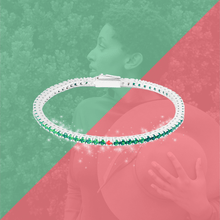 Carica l'immagine nel visualizzatore di Gallery, Bracciale Tennis Frammenti Verde Smeraldo in Argento 925 e Zirconi Personalizzato