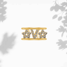 Carica l'immagine nel visualizzatore di Gallery, Anello Soulshine Dorato Personalizzato con Stelle e Iniziale in Argento 925 e Zirconi Regolabile