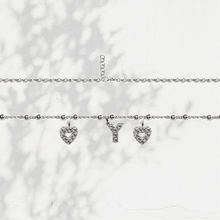 Carica l'immagine nel visualizzatore di Gallery, Collana Soulshine Personalizzata con Cuori e Iniziale in Argento 925 e Zirconi