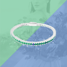 Carica l'immagine nel visualizzatore di Gallery, Bracciale Tennis Frammenti Verde Smeraldo in Argento 925 e Zirconi Personalizzato