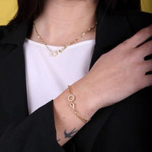 Carica l'immagine nel visualizzatore di Gallery, Bracciale Charmant Donna con doppia catena in Argento 925 Dorato e zirconi