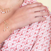 Carica l'immagine nel visualizzatore di Gallery, Bracciale Oceano Donna Argento 925 doppia catena con Perle Swarovski dorato