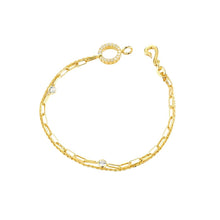 Carica l'immagine nel visualizzatore di Gallery, Bracciale Charmant Donna con doppia catena in Argento 925 Dorato e zirconi