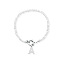 Carica l'immagine nel visualizzatore di Gallery, Bracciale Mediterraneo Donna con Perle e Iniziale in Argento 925 Dorato e Bianco