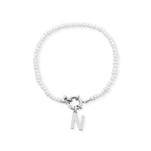 Carica l'immagine nel visualizzatore di Gallery, Bracciale Mediterraneo Donna con Perle e Iniziale in Argento 925 Dorato e Bianco