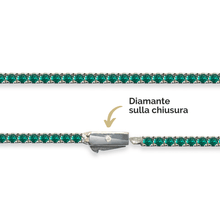 Carica l'immagine nel visualizzatore di Gallery, Bracciale Tennis Frammenti Verde Smeraldo in Argento 925 e Zirconi Personalizzato