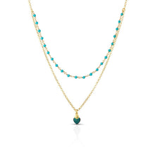 Carica l'immagine nel visualizzatore di Gallery, Collana Virtù in argento e zirconi con Ciondolo Sacro Cuore Turchese