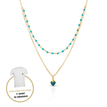 Carica l'immagine nel visualizzatore di Gallery, Collana Virtù in argento e zirconi con Ciondolo Sacro Cuore Turchese