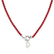 Carica l'immagine nel visualizzatore di Gallery, Collana Positano con Sfere Corallo aggregato in Argento e Iniziale