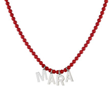 Carica l'immagine nel visualizzatore di Gallery, Collana Positano con Sfere in Corallo aggregato e Argento 925 con nomi