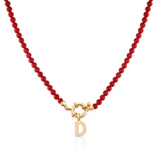 Carica l'immagine nel visualizzatore di Gallery, Collana Positano con Sfere Corallo aggregato in Argento e Iniziale