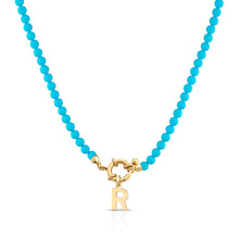 Carica l'immagine nel visualizzatore di Gallery, Collana Positano con Sfere Turchese e Iniziale