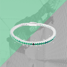 Carica l'immagine nel visualizzatore di Gallery, Bracciale Tennis Frammenti Verde Smeraldo in Argento 925 e Zirconi Personalizzato