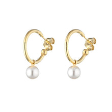 Carica l'immagine nel visualizzatore di Gallery, Orecchini Oceano a Cerchio Argento 925 con Perle e Swarovski dorati