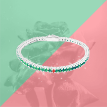 Carica l'immagine nel visualizzatore di Gallery, Bracciale Tennis Frammenti Verde Smeraldo in Argento 925 e Zirconi Personalizzato