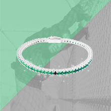 Carica l&#39;immagine nel visualizzatore di Gallery, Bracciale Tennis Frammenti Verde Smeraldo in Argento 925 e Zirconi Personalizzato
